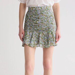 Veronica Beard Floral Mini Skirt - Green and Blue